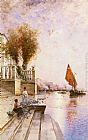 Canal Canvas Paintings - A Venetian Canal